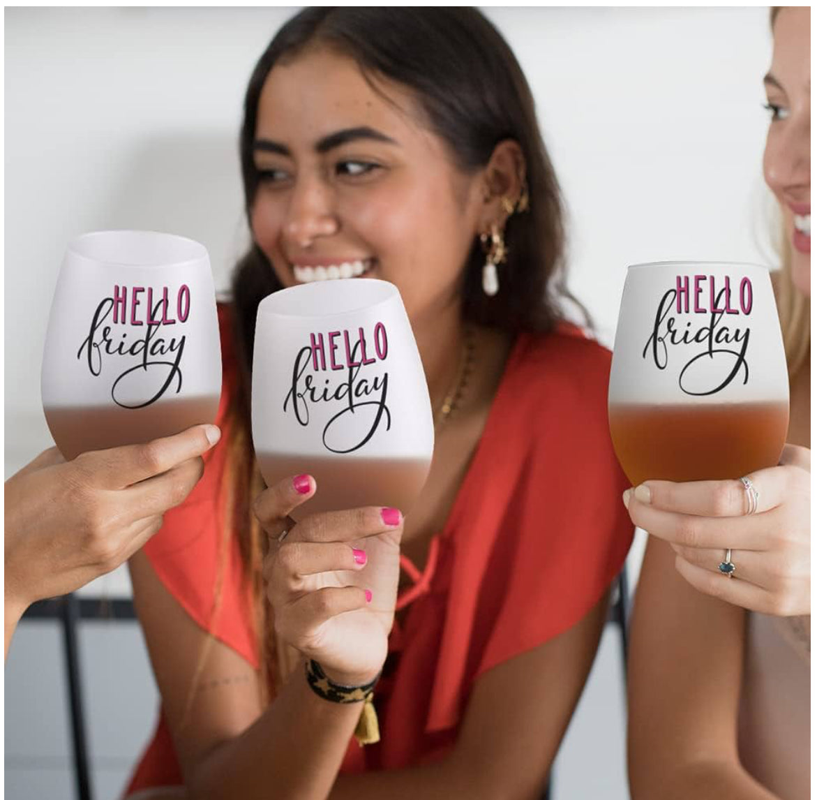 Custom 17oz Glass Wine Cup-Frosted -Stemless