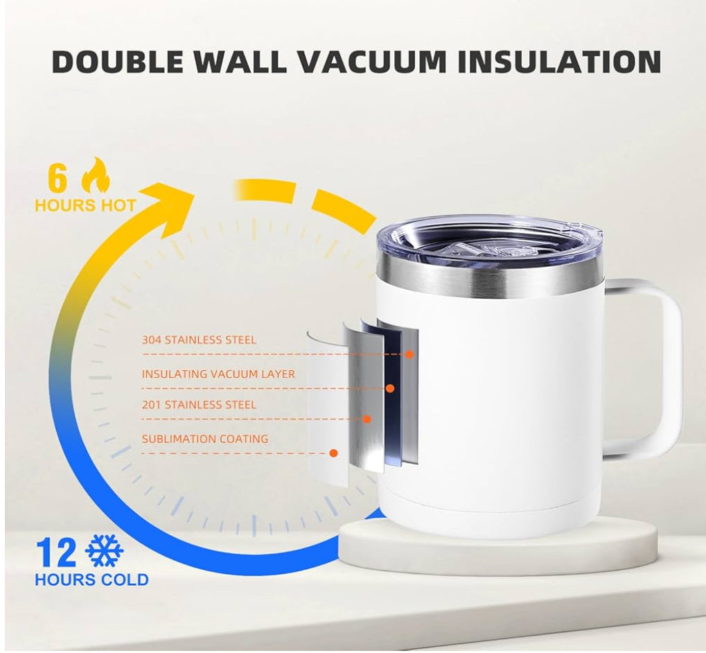 Custom 12oz Tumbler Mug w/ Handle & Lid