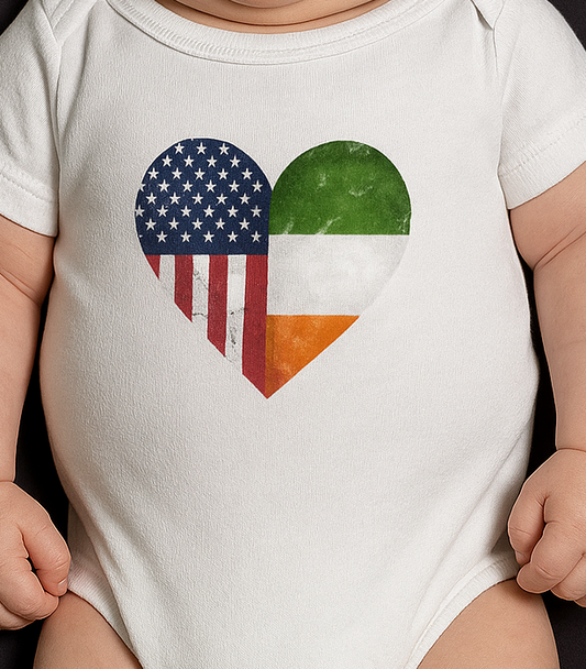 Baby Onesie -American -Irish Heart
