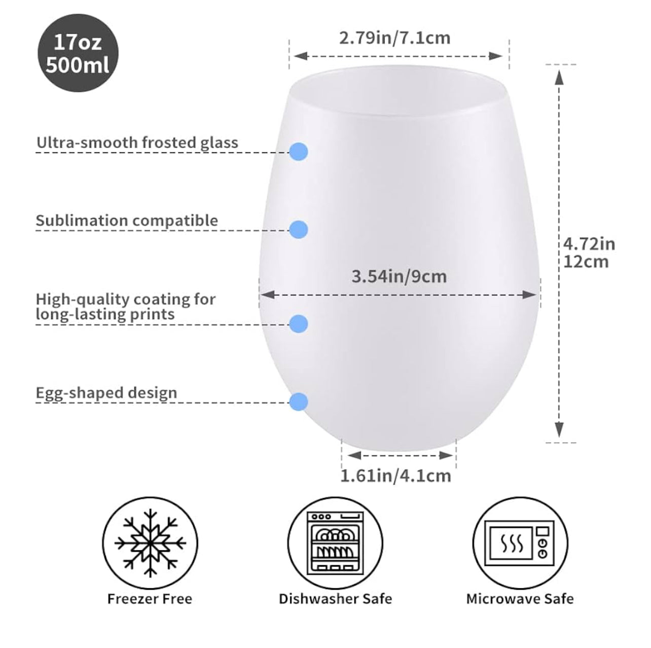 Custom 17oz Glass Wine Cup-Frosted -Stemless