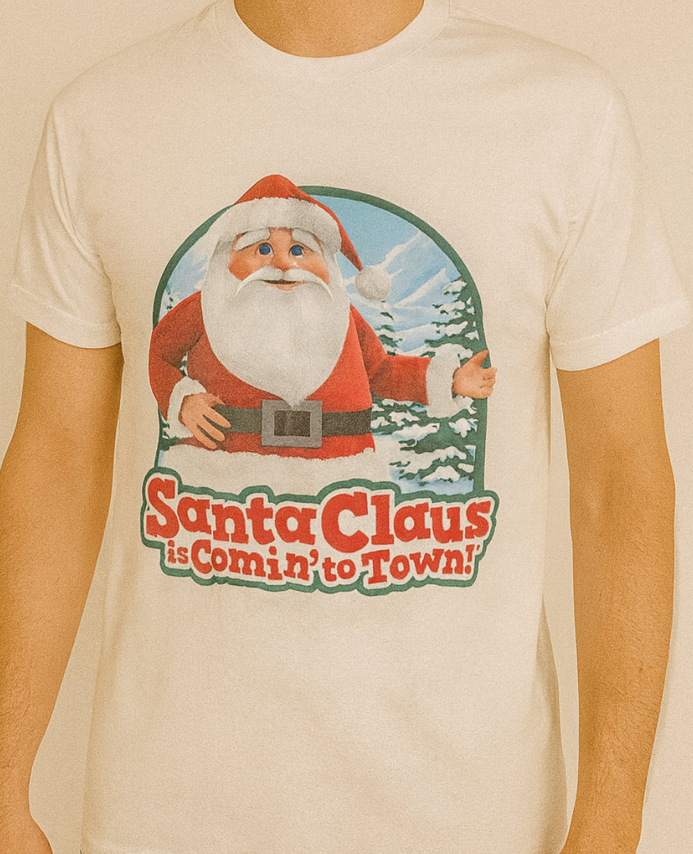 Novelty T-Shirt- Santa Claus Is Coming To Town