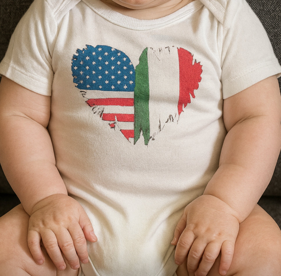 Baby Onesie- American -Italian Heart
