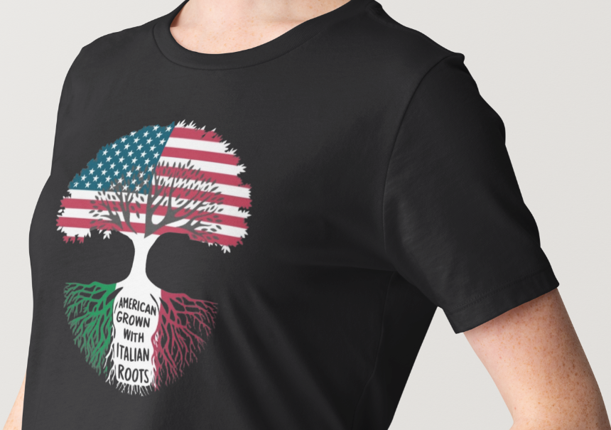 Novelty T-Shirt- American Grown-Italian Roots