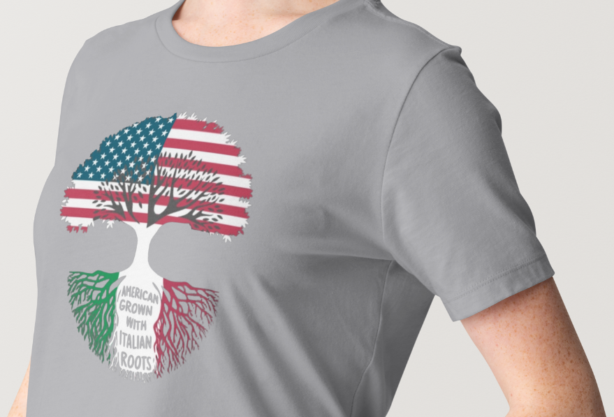 Novelty T-Shirt- American Grown-Italian Roots