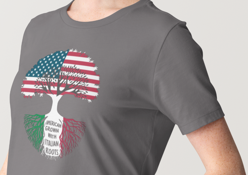 Novelty T-Shirt- American Grown-Italian Roots