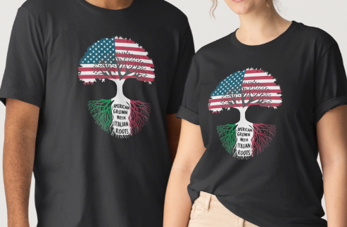 Novelty T-Shirt- American Grown-Italian Roots