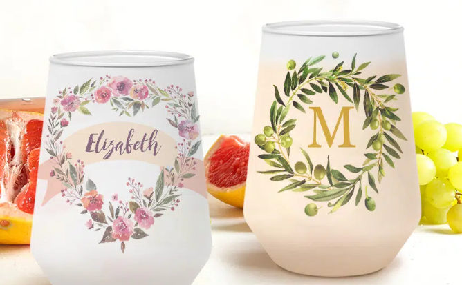 Custom 17oz Glass Wine Cup-Frosted -Stemless